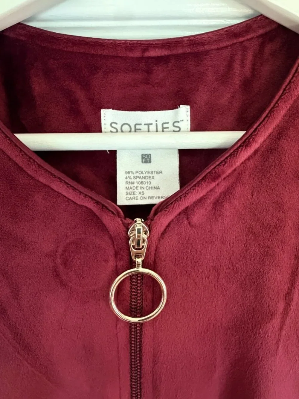 Softies Cherry Cola Serenity Shear Mink Zip Robe Size XS